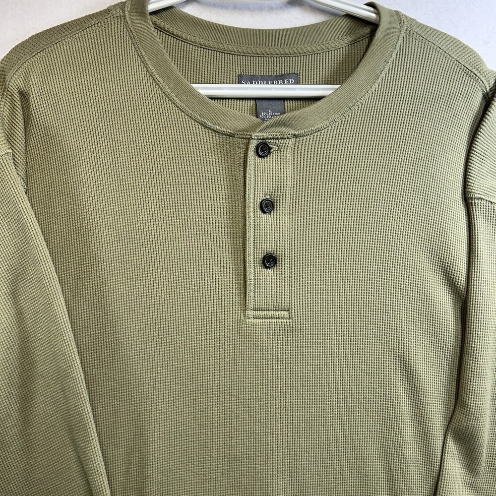 Saddlebred Henley Shirt Men's Long Sleeve Winter Tops Thermal Waffle L